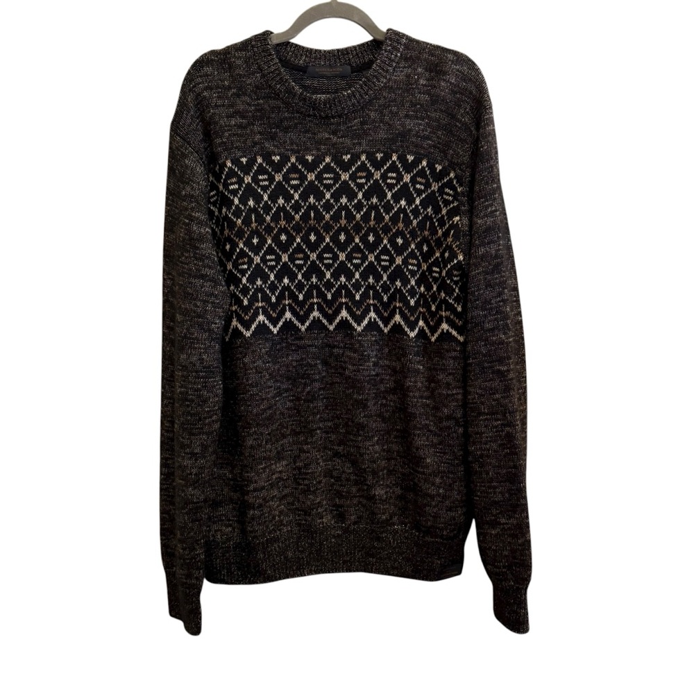 Scotch & Soda Men’s Charcoal Cream Nordic Patterned Crewneck Sweater szXXL